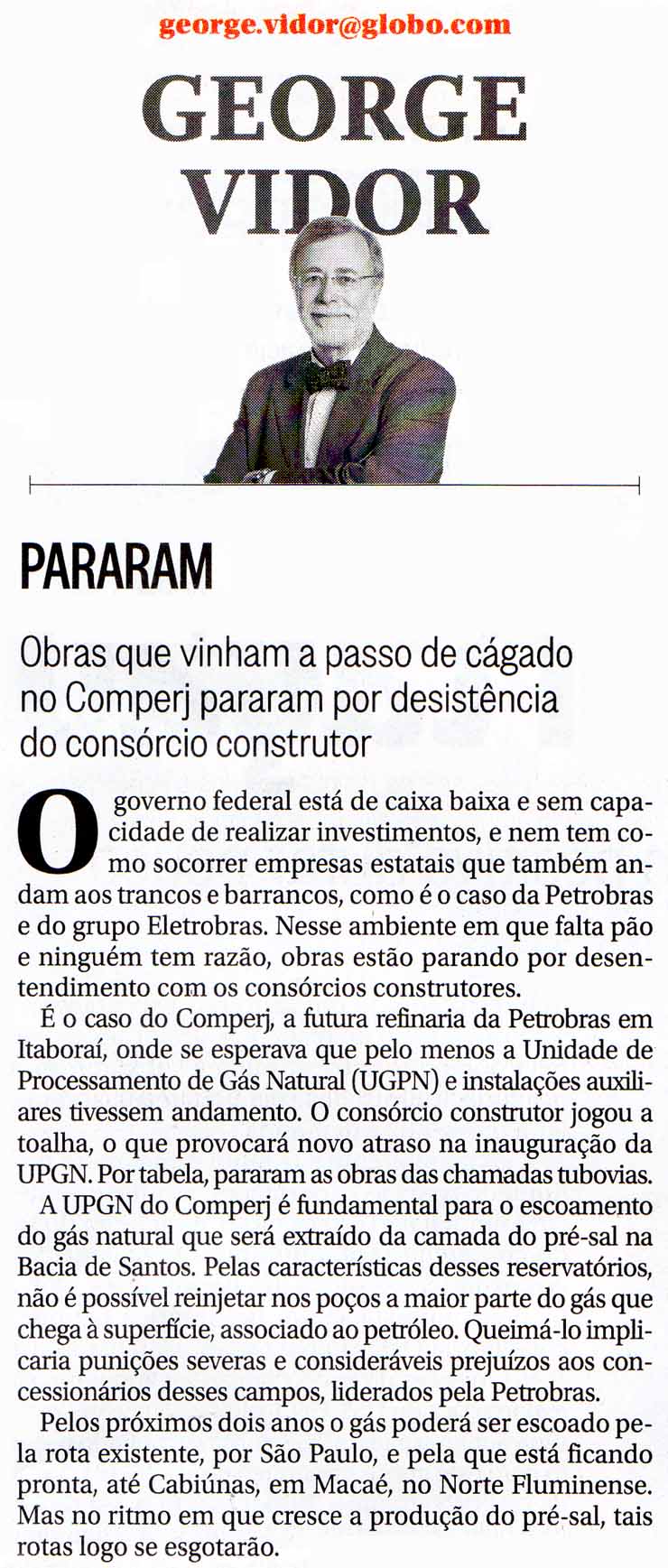O Globo - 02/11/2015 - Coluna de George Vidor