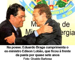 O Globo - 03/01/2015 - Eduardo Braga cumprimenta o ex-ministro Edison Lobo - Foto: Givaldo Barbosa