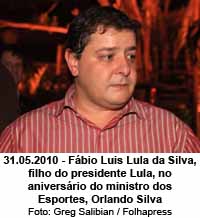 31.05.2010 - Fbio Luis Lula da Silva, filho do presidente Lula, no aniversrio do ministro dos Esportes, Orlando Silva - Foto: Greg Salibian / Folhapress