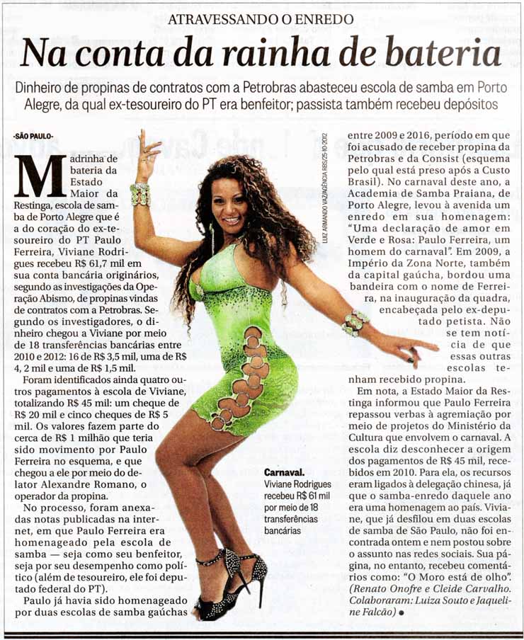 Viviane Rodrigues, rainha da escola de samba de Porto Alegre Estado Maior da Restinga, recebeu R$ 61 mil - Foto: Luiz Armando Vaz / Ag. RBS / 25.10.2012