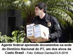 Agente federal apreende documentos na sede do Diretrio Nacional do PT, um dos alvos da Custo Brasil - Edilson Dantas/23-6-2016