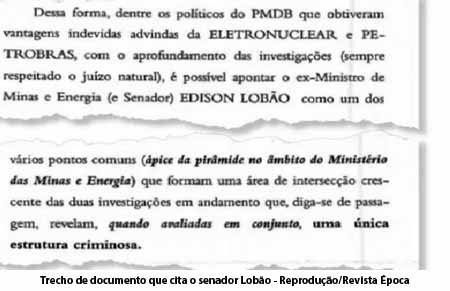 O Globo - 08/11/2015 - Trecho de documento que cita o senador Lobo - Reproduo/Revista poca
