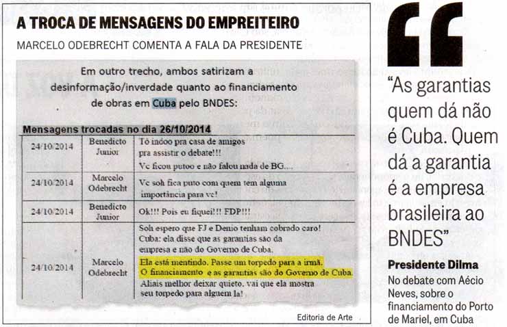 O Globo - 08/11/2015 - Marcelo Odebrecht: A troca de mensagens - Editoria de Arte