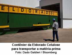 Continer da Eldorado Celulose - Foto: Daniel Galdieri / Bloomberg