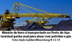 O Globo - 09/11/2015 - Minrio de ferro  transportado no Porto do Au: terminal ganha aval para atuar com petrleo e gs - Dado Galdieri/Bloomberg/4-12-14