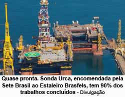 Quase pronta. Sonda Urca, encomendada pela Sete Brasil ao Estaleiro Brasfels, tem 90% dos trabalhos concludos - Divulgao / Divulgao