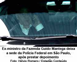 Ex-ministro da Fazenda Guido Mantega deixa a sede da Polcia Federal em So Paulo, aps prestar depoimento - Foto: Hlvio Romero / Estado Contedo