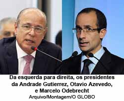 Da esquerda para direita, os presidentes da Andrade Gutierrez, Otavio Azevedo, e Marcelo Odebrecht - Arquivo/Montagem/O GLOBO