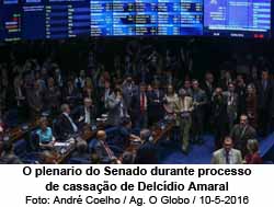 O plenario do Senado durante processo de cassao de Delcdio Amaral - Andr Coelho / Agncia O Globo / 10-5-2016