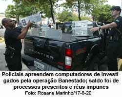 Policiais apreendem computadores de investigados pela operao Banestado; saldo foi de processos prescritos e rus impunes - Rosane Marinho/17-8-2004