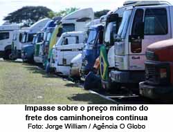 Impasse sobre o preço mínimo do frete dos caminhoneiros continua - Jorge William / Agência O Globo