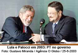Lula e Palocci no governo - Foto: Gustavo Miranda / 25.06.2003 / O Globo