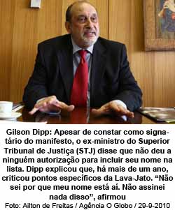 Gilson Dipp- Ailton de Freitas / Agncia O Globo / 29-9-2010