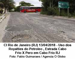 CI Rio de Janeiro (RJ) 13/04/2018 - Uso dos Royalties do Petroleo , Estrada Cabo Frio X Pero em Cabo Frio RJ , Foto: Fabio Guimaraes / Agncia O Globo