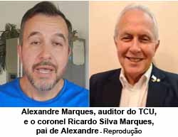 Alexandre Marques, auditor do TCU, e o coronel Ricardo Silva Marques, pai de Alexandre - Reproduo