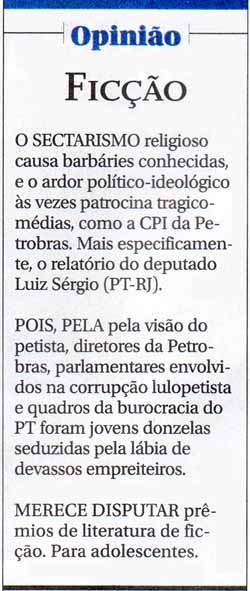 O Globo - 21/10/15 - Opinião: FICÇÃO