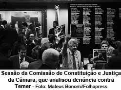 Sesso da Comisso de Constituio e Justia da Cmara, que analisou denncia contra Temer - Foto: Mateus Bonomi/Folhapress
