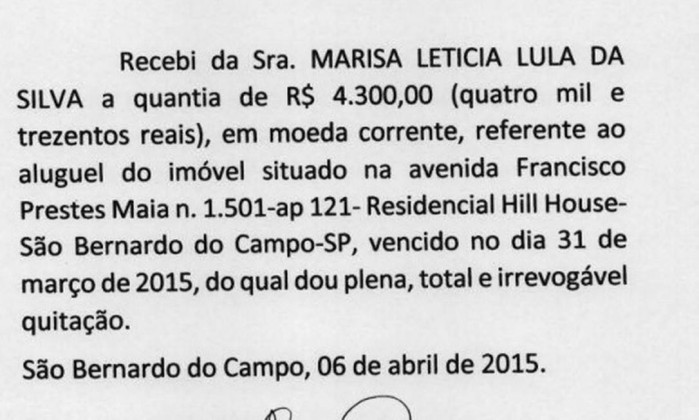 Documento apresentado pelo ex-presidente Lula - O Globo