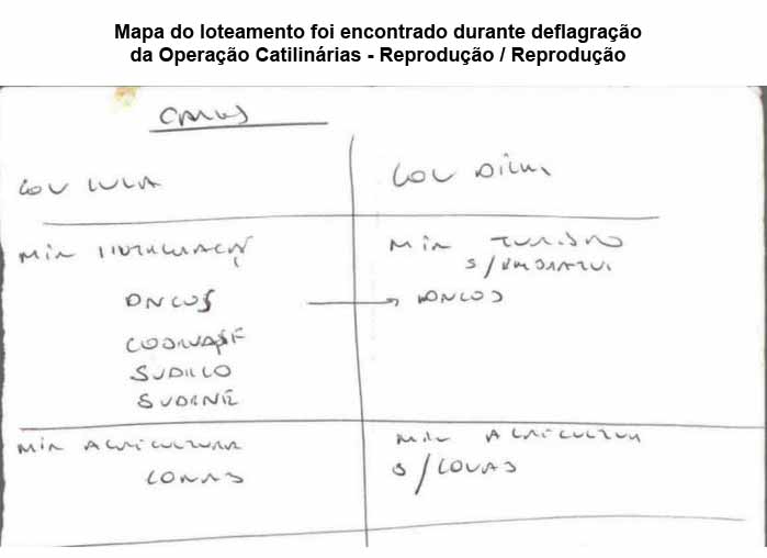 Mapa do loteamento foi encontrado durante deflagrao da Operao Catilinrias - Reproduo / Reproduo