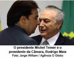 O presidente Michel Temer e o presidente da Cmara, Rodrigo Maia - Jorge William / Agncia O Globo